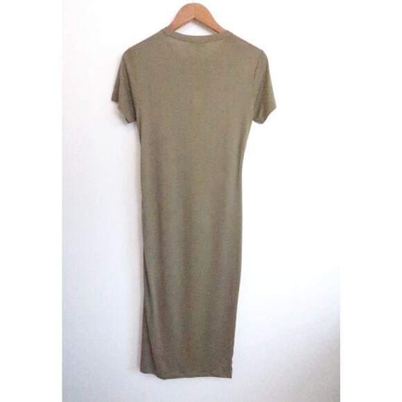 RAG & BONE Ina Ruched Midi Jersey T-Shirt Dress Light Olive Shopbop S NWT $325 - Picture 9 of 13
